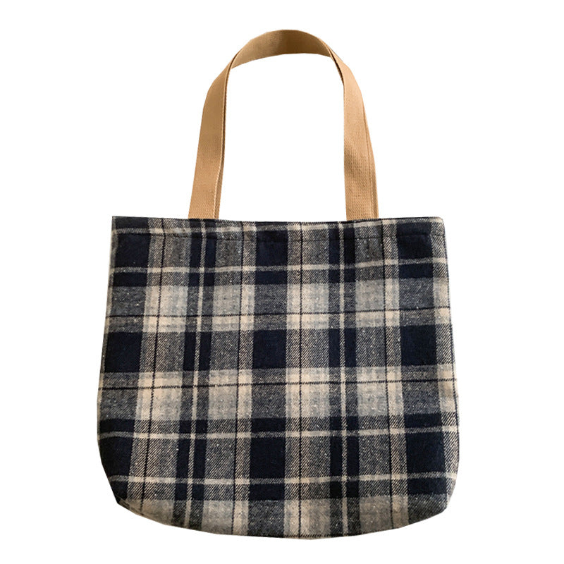 Mixed Color Woven Woolen Check Pattern Shoulder Bags