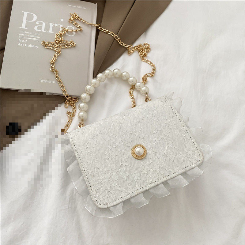 Women's Pearl Chain French Retro Portable Shoulder Bags