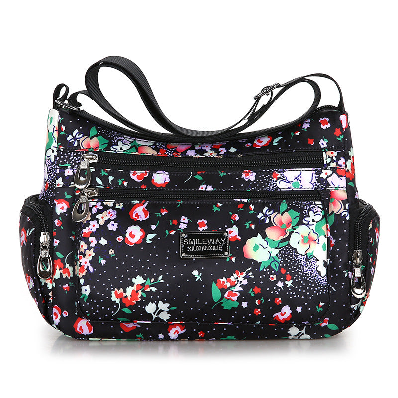 Women's Fashionable Printing Shopping Commuter Waterproof Nylon Shoulder Bags