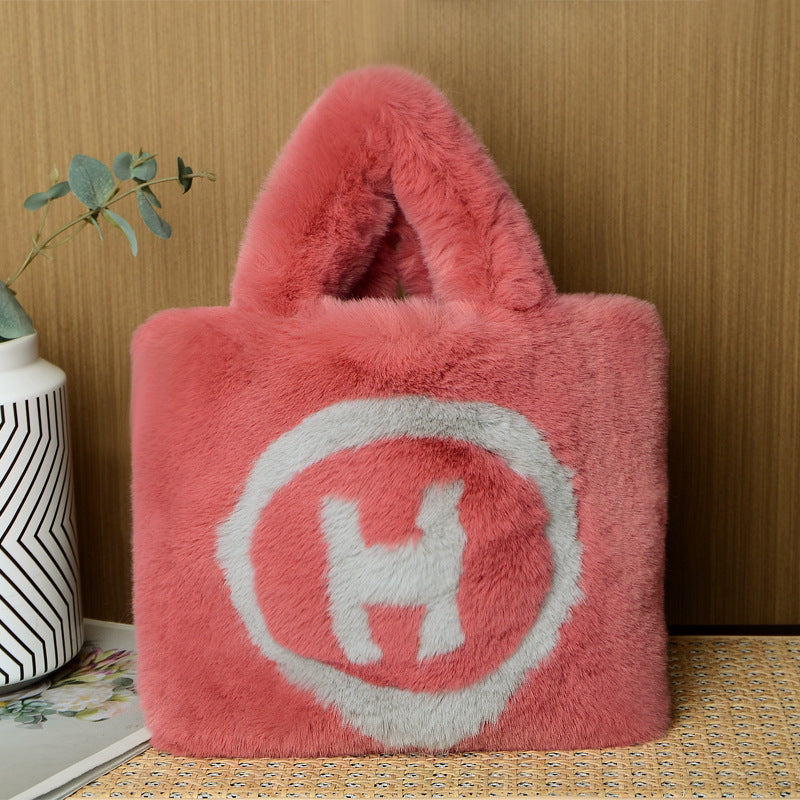 Plush Letter Cute Light Luxury Strap Handbags