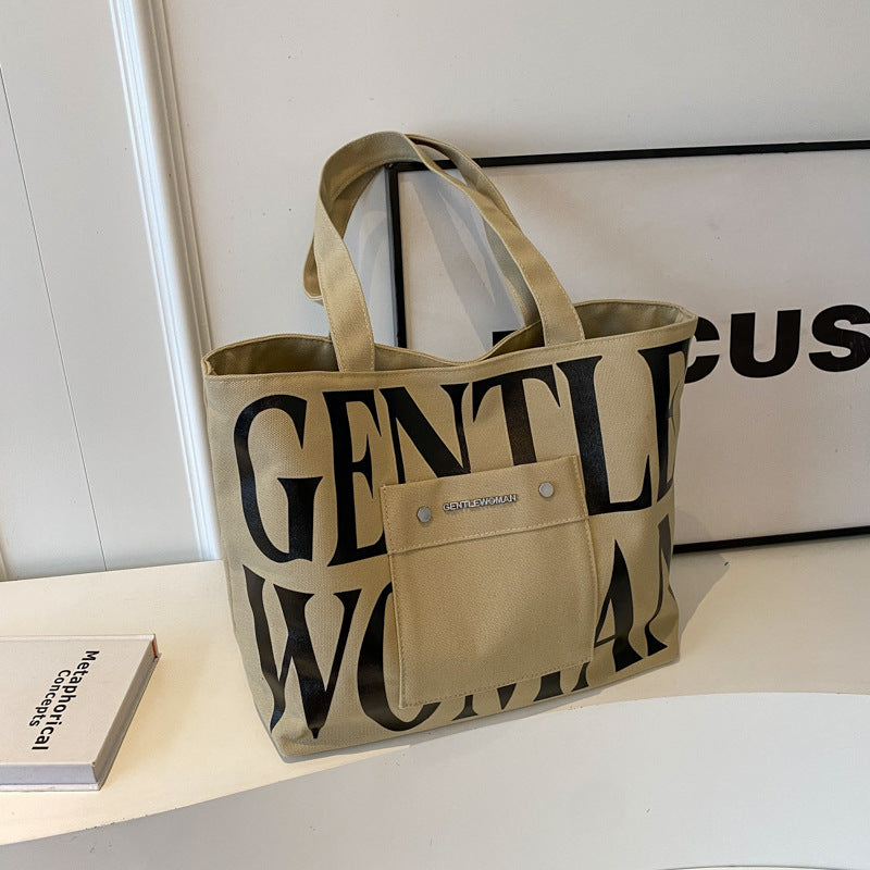 Large Capacity Letter Printing Hand-held Canvas Shoulder Bags