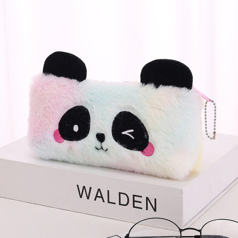 Lesser Panda Gradient Plush Zipper Pencil Creative Bags