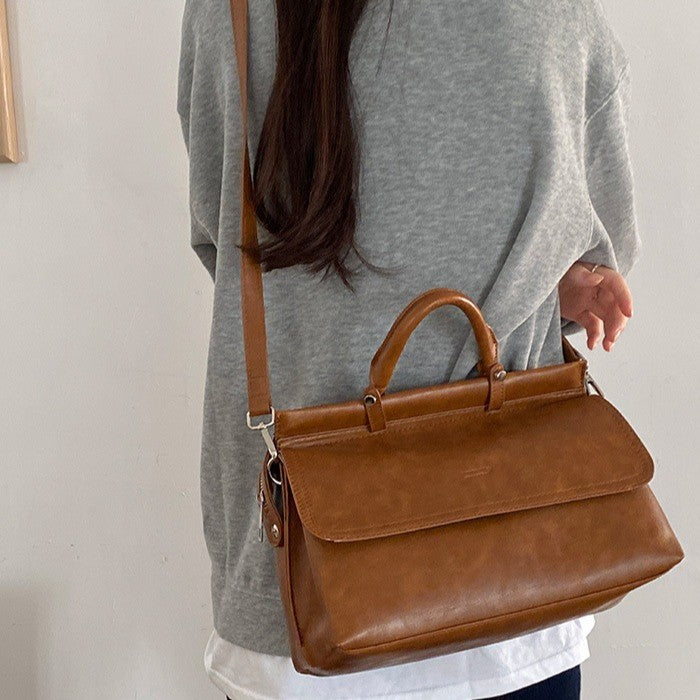 Women's Retro Commuter Large Capacity Textured Portable Shoulder Bags