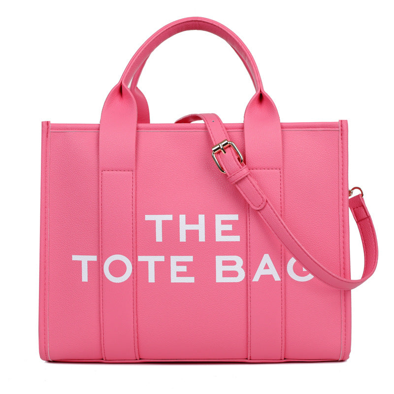 Women's Solid Color Letter Simple Large Shoulder Bags
