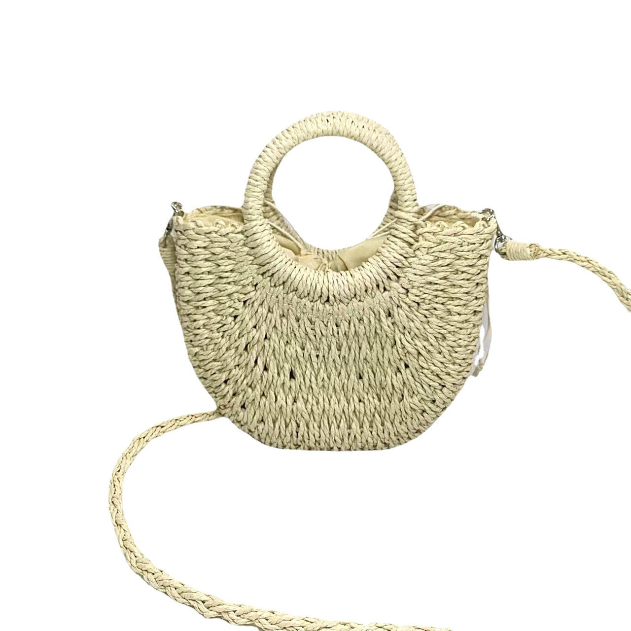 Women's Spring Fresh Sweet Leather Straw Woven Handbags