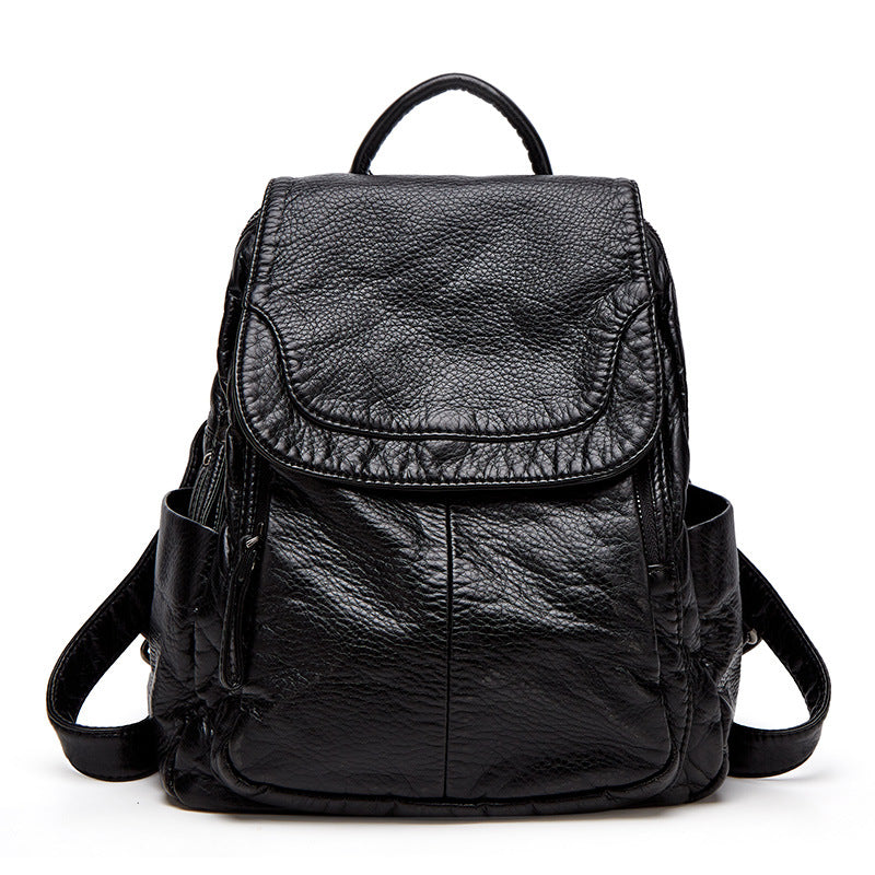Fashion Soft Leather Female Simple Large Capacity Backpacks