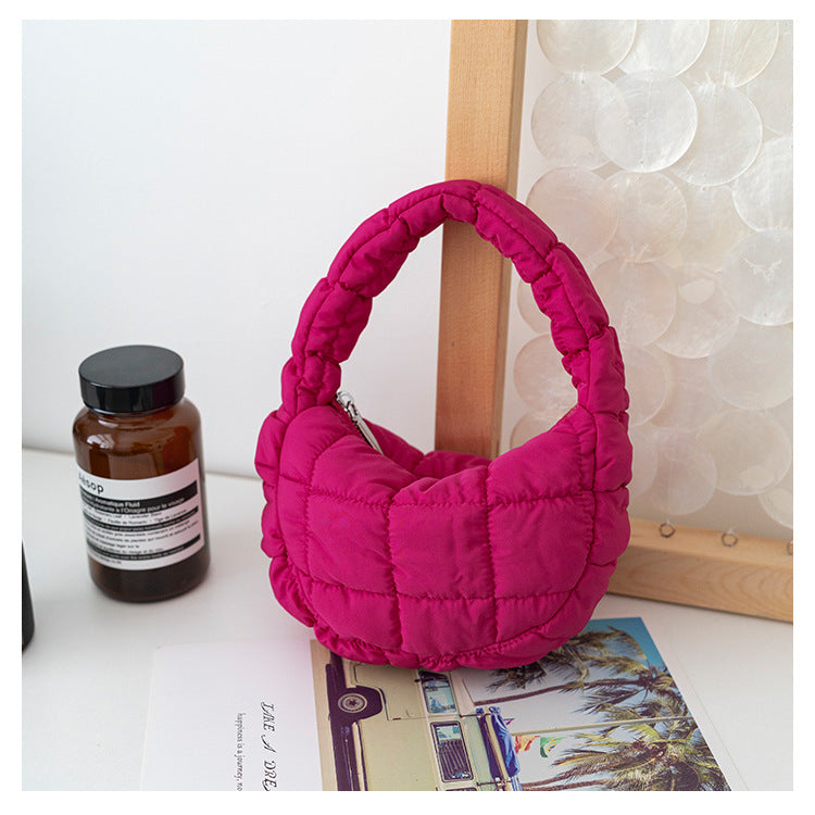 Women's Pleated Cloud Niche Plaid Bubble Down Handbags