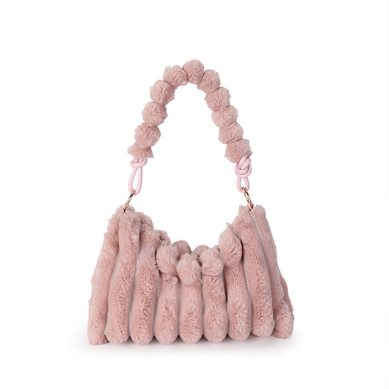 Women's Plush Fashionable Stylish Underarm Fur Niche Shoulder Bags
