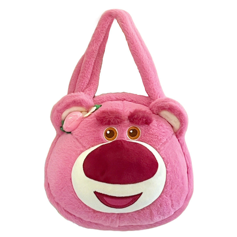Women's Cute Strawberry Victory Bear Fashion Plush Crossbody Bags