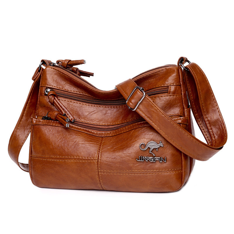Women's Soft Leather Textured Fashion Simple Trend Retro Large Crossbody Bags