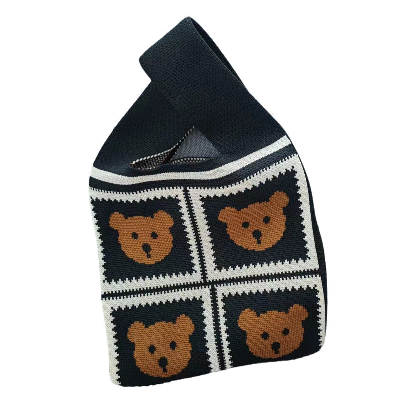 Vest Knitted Large Capacity Totes Check Pattern Handbags