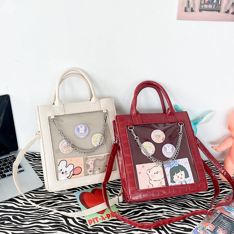 Crocodile Pattern Cartoon Transparent Bar Badge Crossbody Bags