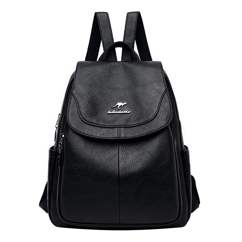 Women's Leather Tactile Feel Fashion Korean Large Backpacks