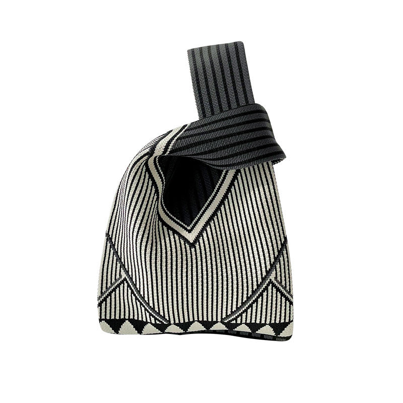 Korean Niche Design Simple Striped Knitted Shoulder Bags