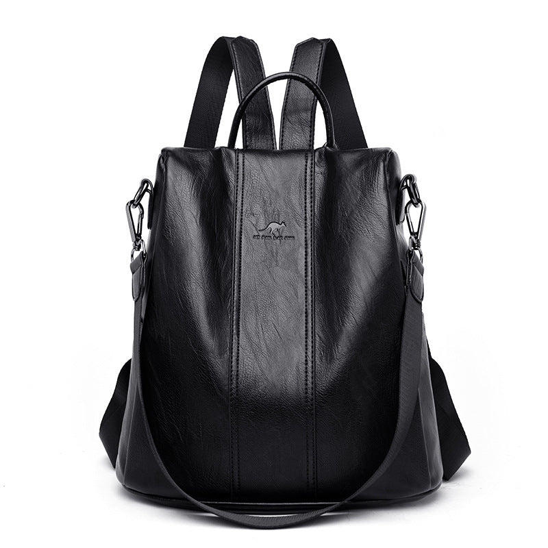 Women's Female Versatile Large Capacity Soft Leather Backpacks