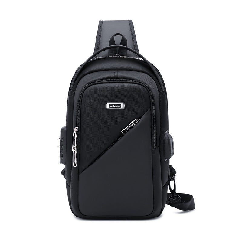 Men's Fashion Oxford Cloth Multifunctional Trendy Password Men's Chest Bags