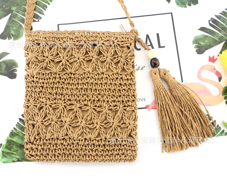 Style Weaving Hollow One Tassel Beach Crossbody Bags