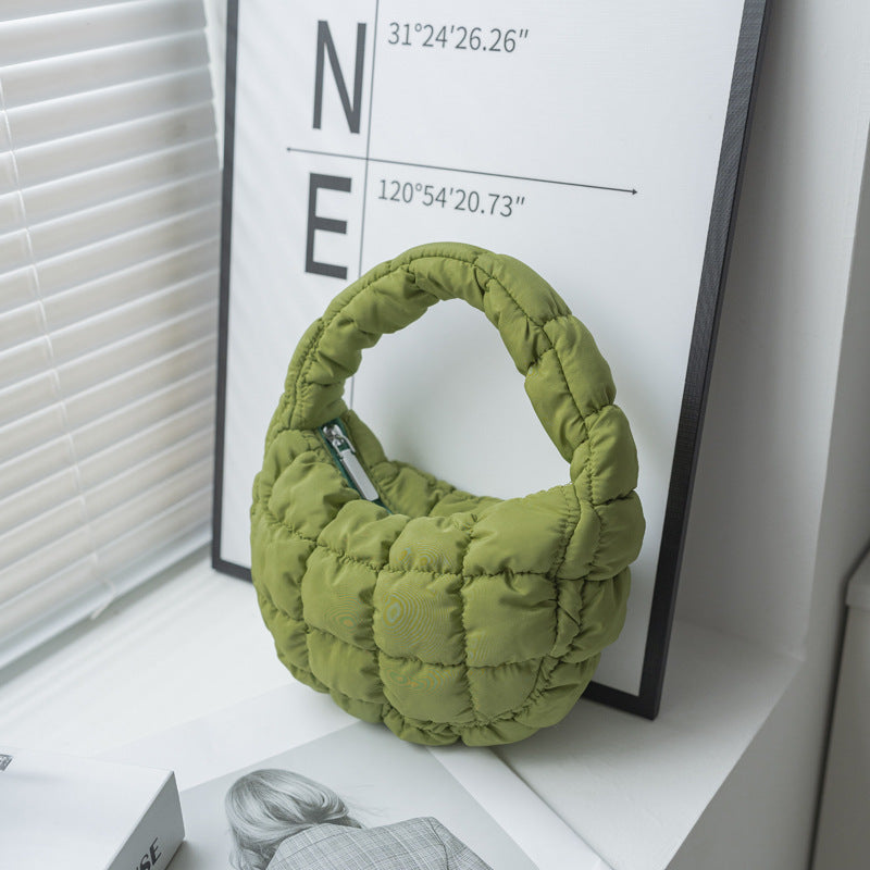 Women's Pleated Cloud Niche Plaid Bubble Down Handbags
