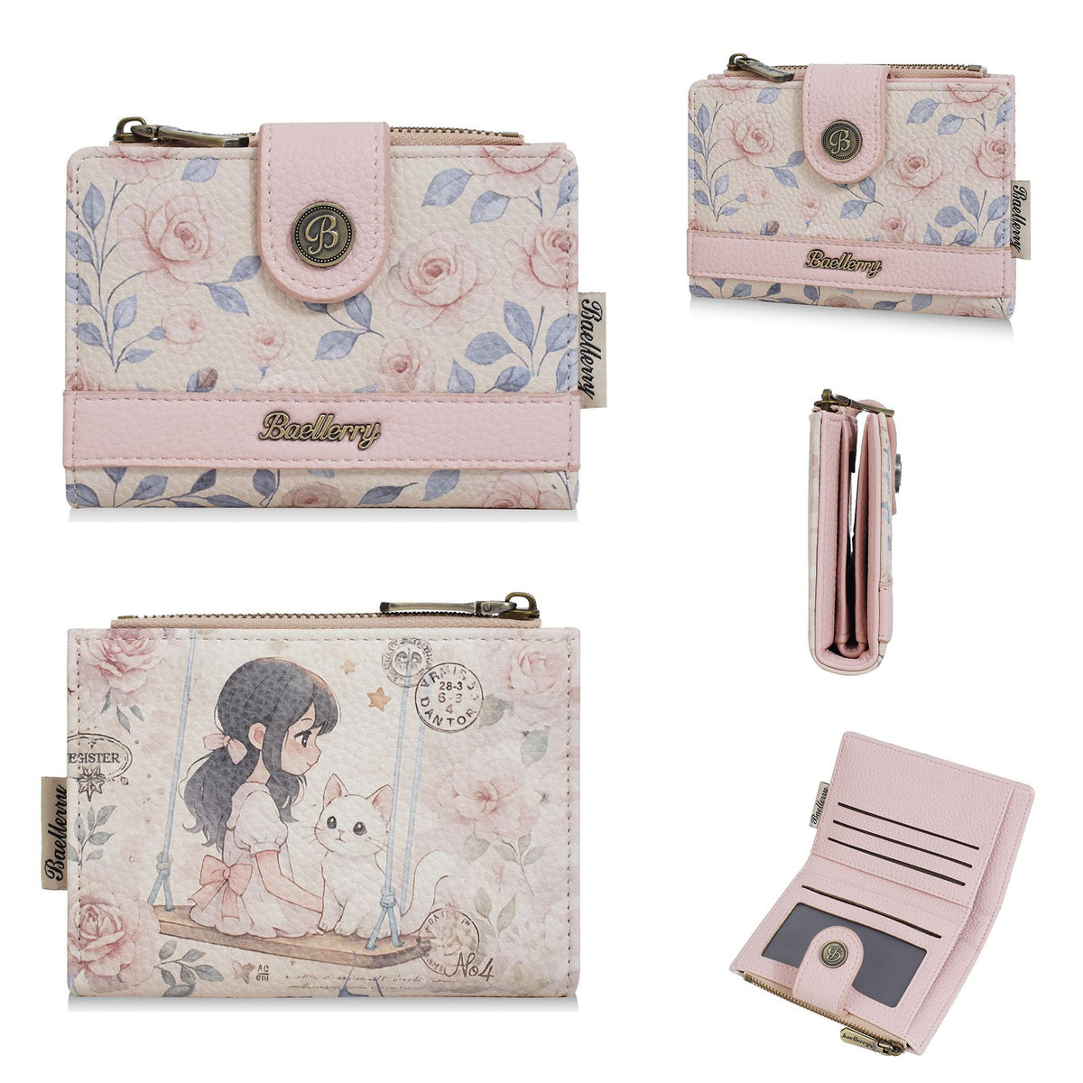 Women's Short Mini Anime Zipper Multiple Slots Ladies Wallet