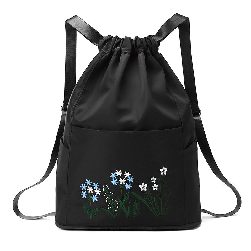Embroidered Oxford Drawstring Pull String Large Capacity Backpacks