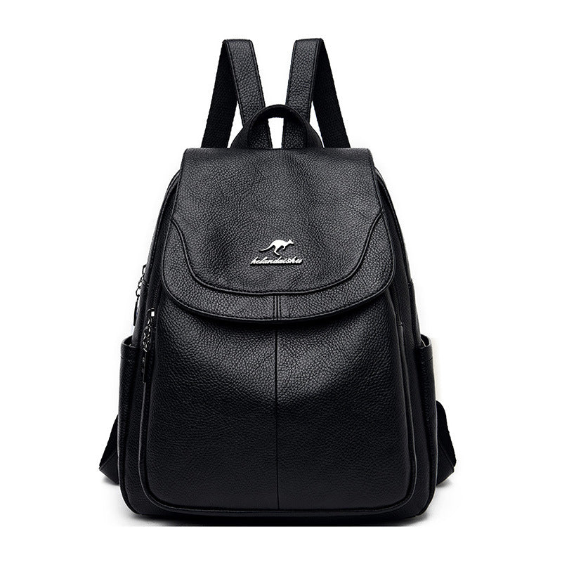 Women's Leather Tactile Feel Fashion Korean Large Backpacks