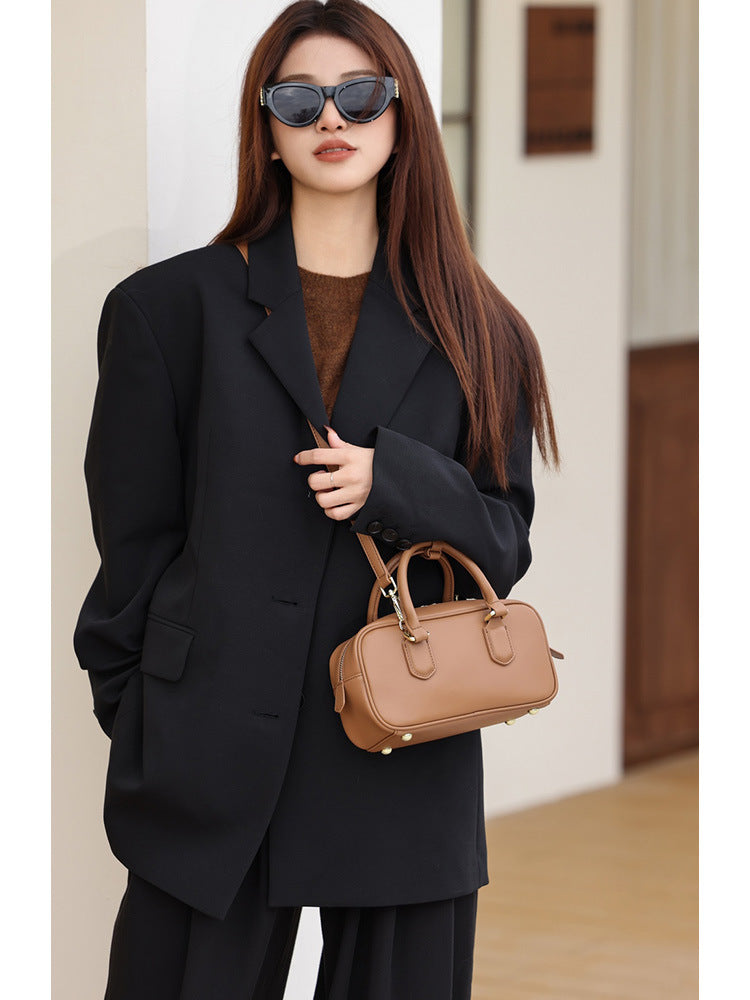 Women's Boston Bowling Niche Pillow Leather Crossbody Bags