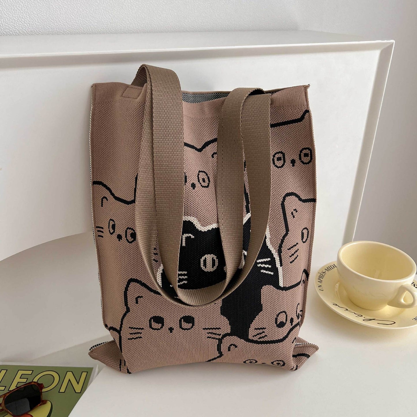 Knitted Korean Big Fashion Simple Cat Shoulder Bags