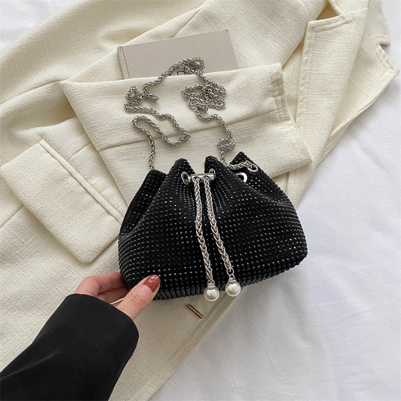 Women's Diamond Drawstring Light Rhinestone Full High-grade Shoulder Bags