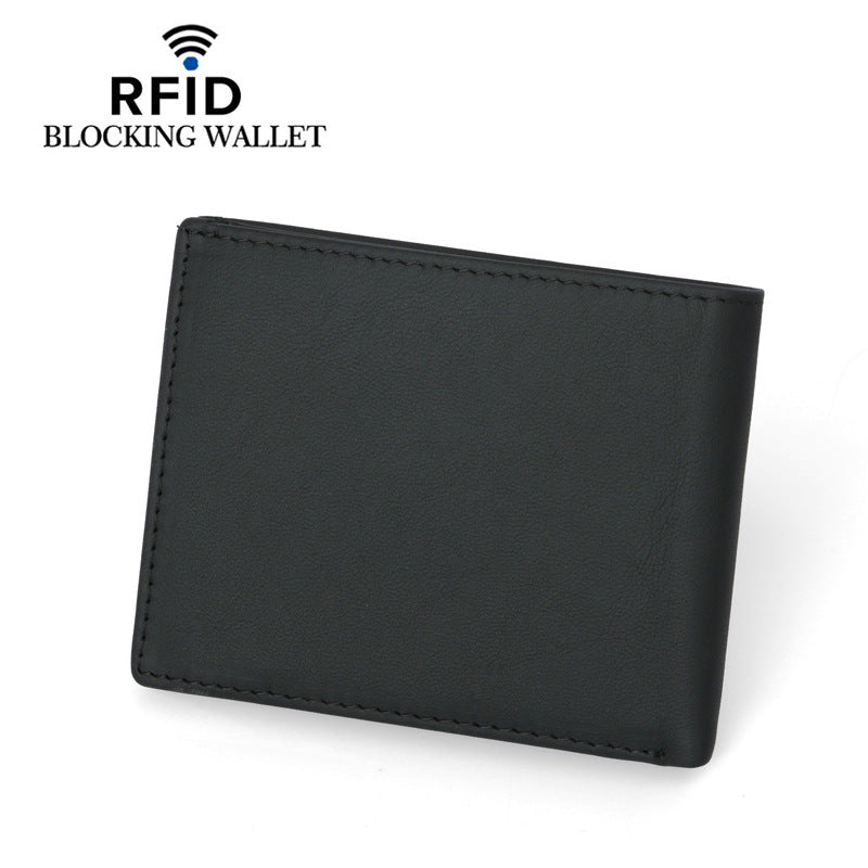 Men's Swiping First Layer Cowhide Korean Style Men's Wallets