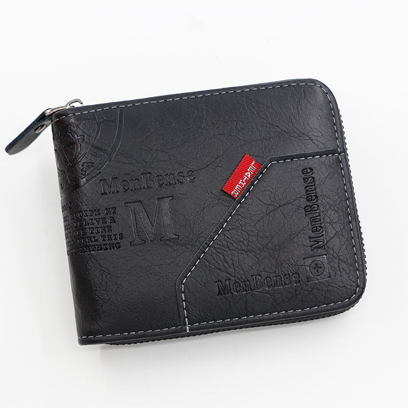 Men's Fashion Zipper Short Large Capacity Pocket Multiple Men's Wallet