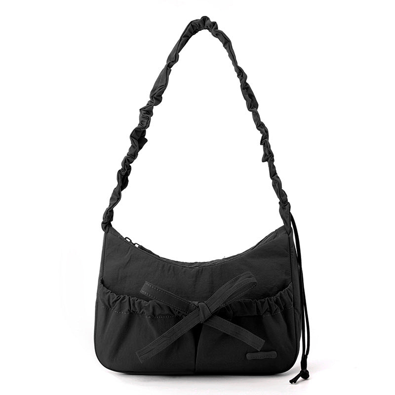 Women's Korean Ballet Style Drawstring Ruffle Bow Shoulder Bags