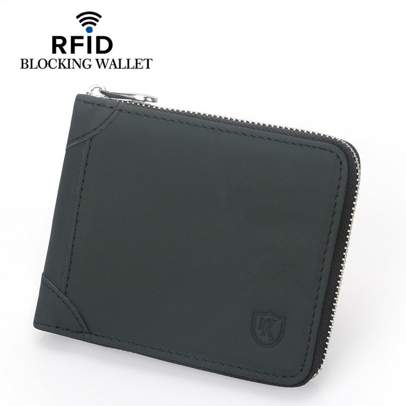 Leather For Man Short Zipper First Men's Wallets