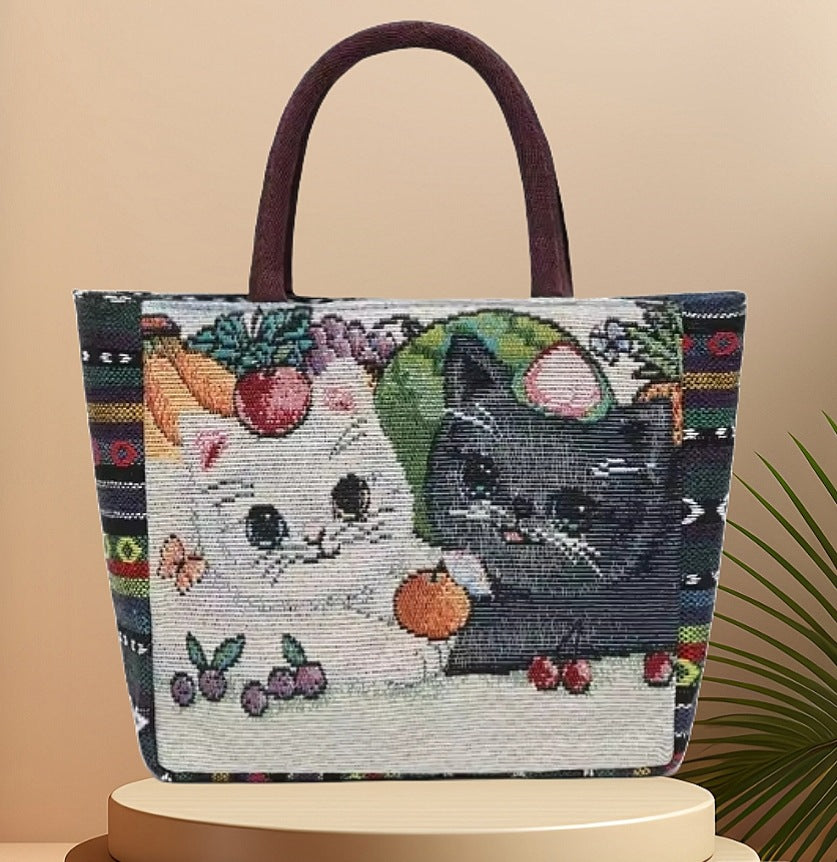 Large Capacity Double Sided Embroidery Elephant Shoulder Bags