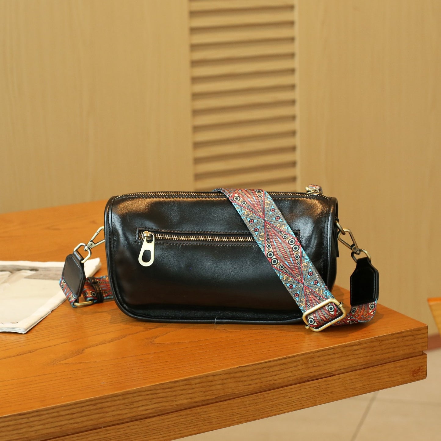 Women's Capacity Soft Full Grain Leather Texture Wide Shoulder Bags