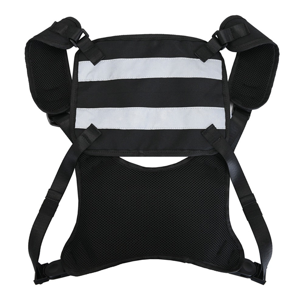 Reflective Stripe Vest Night Running Hiking Men's Chest Bags
