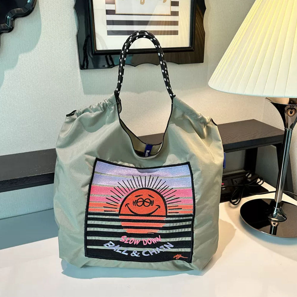 Cat Embroidered Shopping Large Capacity Nylon Bags