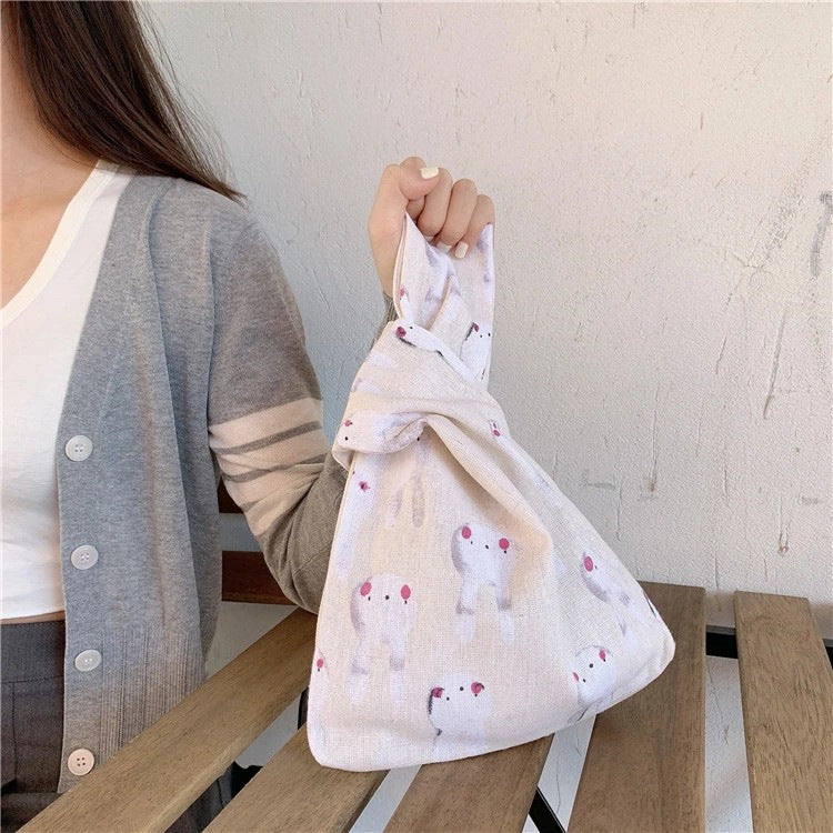 Classy Wrist Cotton Linen Fabric Fresh Handbags