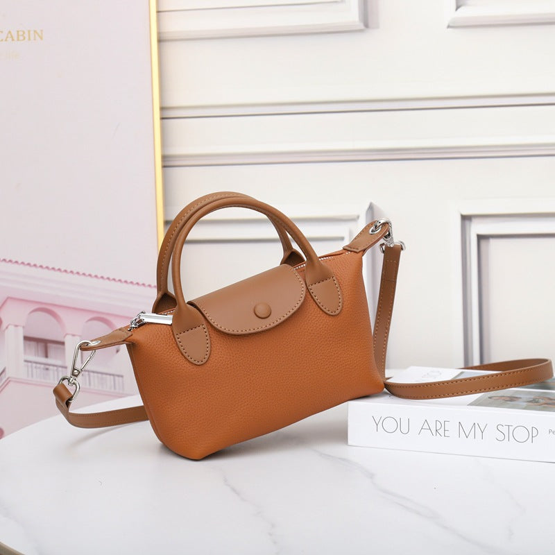 Women's First Layer Cowhide Leather Fashion Genuine Dumpling Crossbody Bags