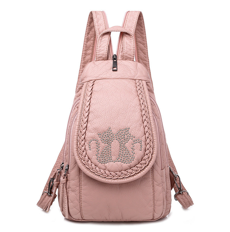 Women's Multifunctional Washed Soft Leather Korean Bags