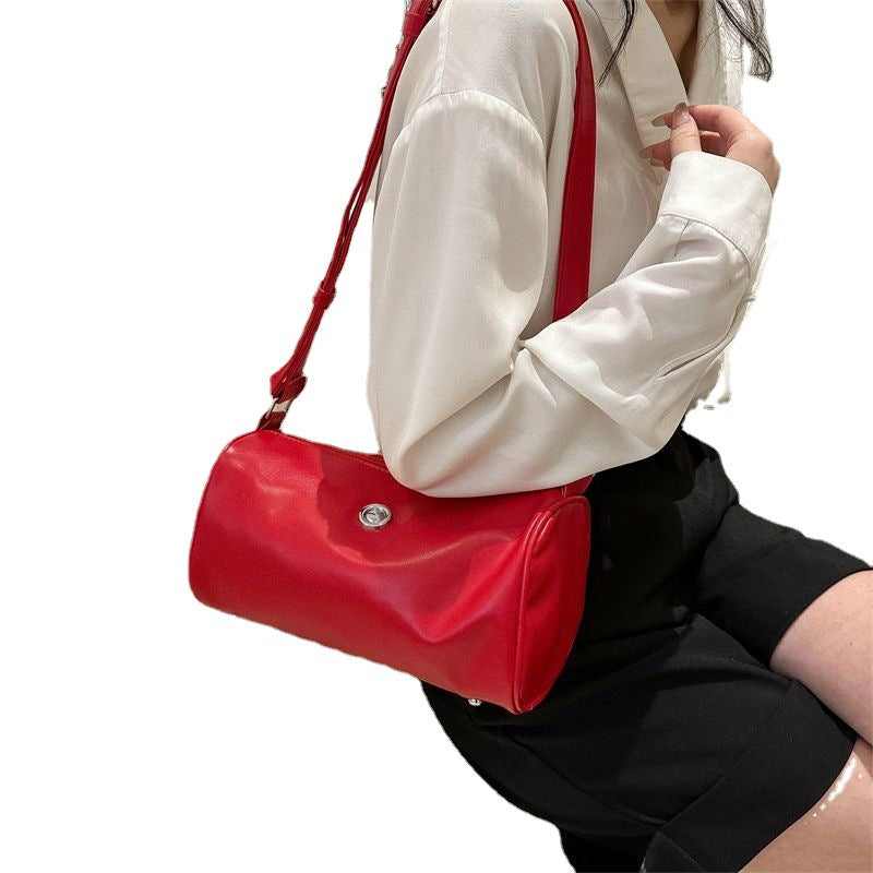Wide Strap Round Green Barrel Female Crossbody Bags