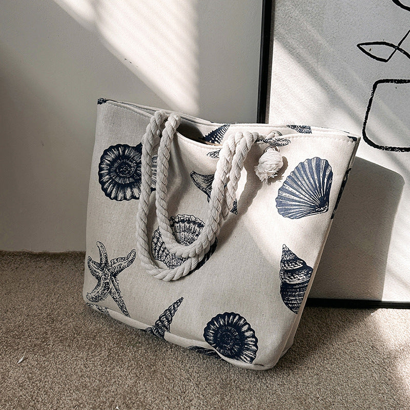 Women's Creative Printing Large Fashion Canvas Korean Shoulder Bags