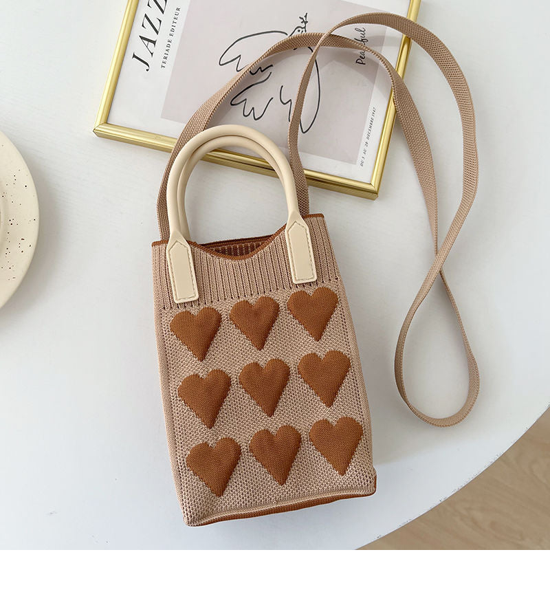 Love Knitted Large Capacity Totes Woolen Handbags