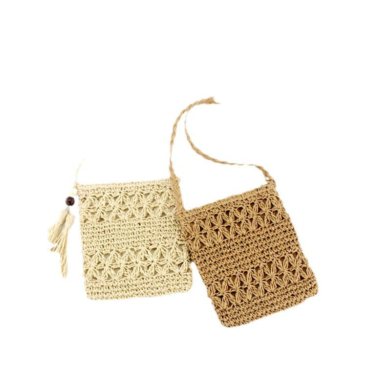 Style Weaving Hollow One Tassel Beach Crossbody Bags