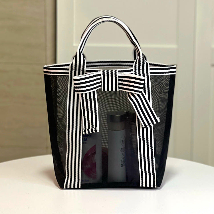 Transparent Mesh Hollow Portable Shopping Wash Handbags