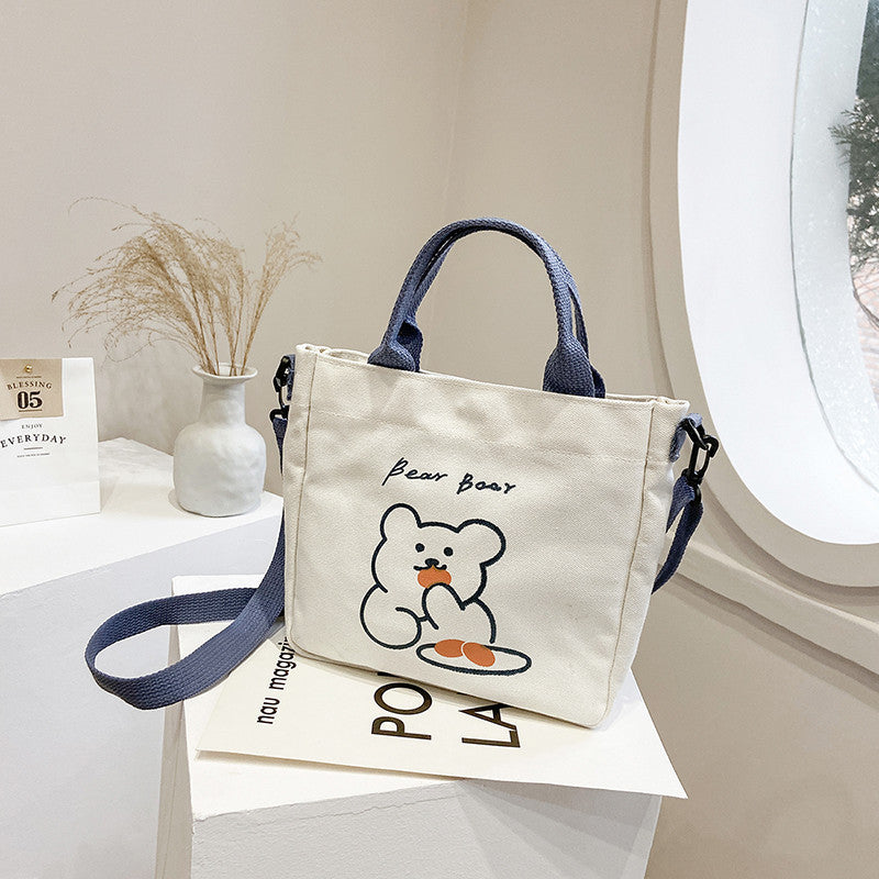Style Bear Cute Canvas Female Stationery Crossbody Bags