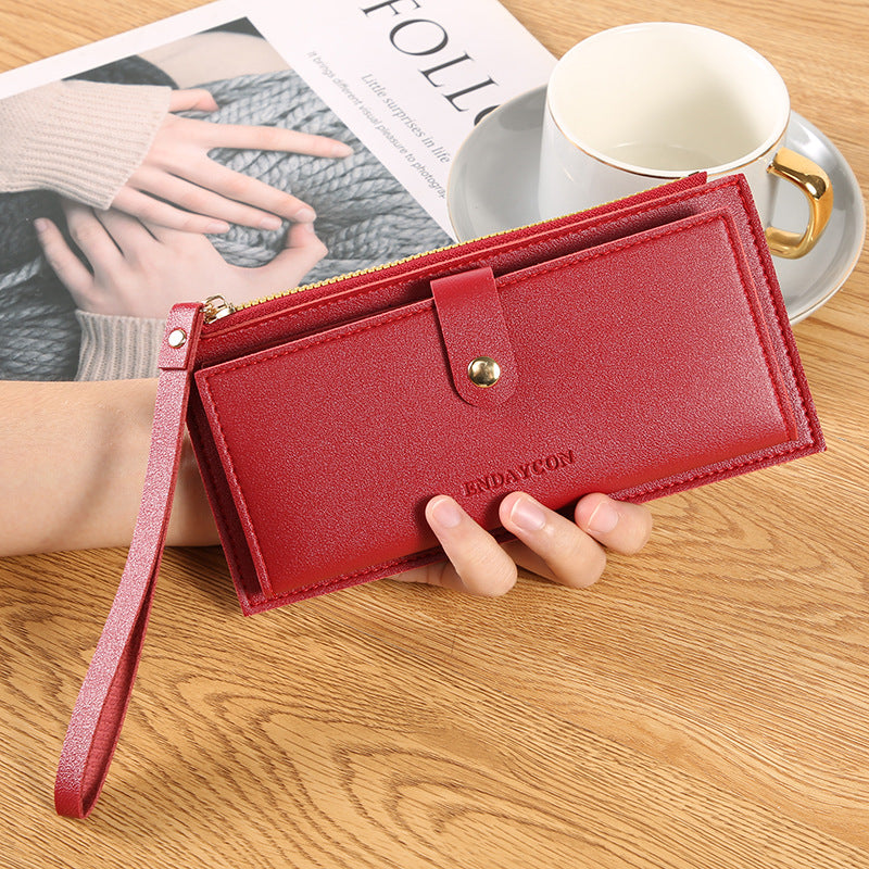 Women's Long Fashion Folding Zipper Hasp Clutch Solid Color Coin Purses