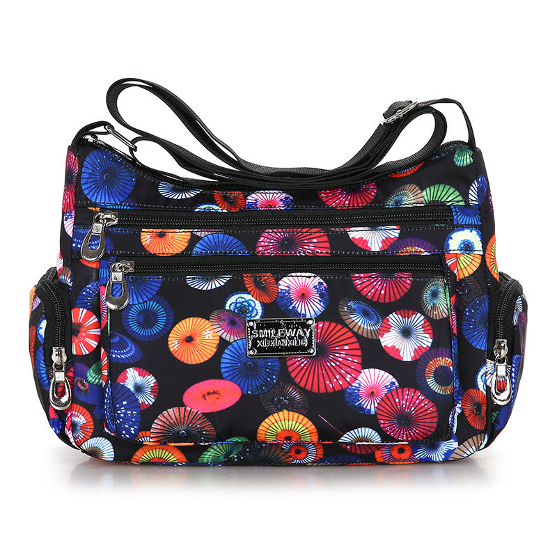 Women's Fashionable Printing Shopping Commuter Waterproof Nylon Shoulder Bags