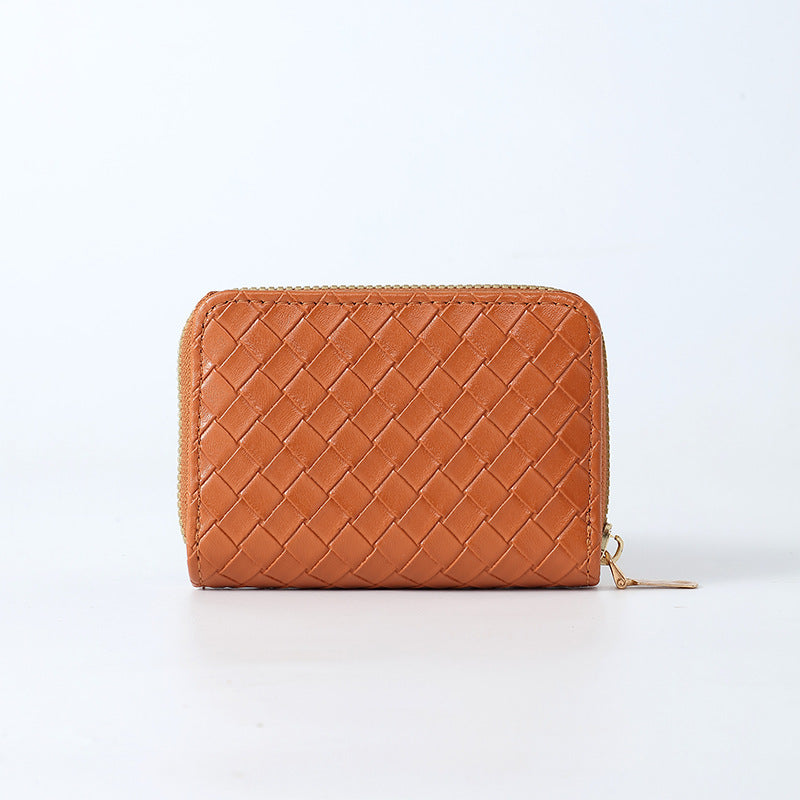 Women's Woven Short Simple Winter Pattern Zipper Purses