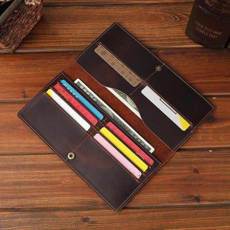 Men's Crazy Horse Leather Long Full Men's Wallets