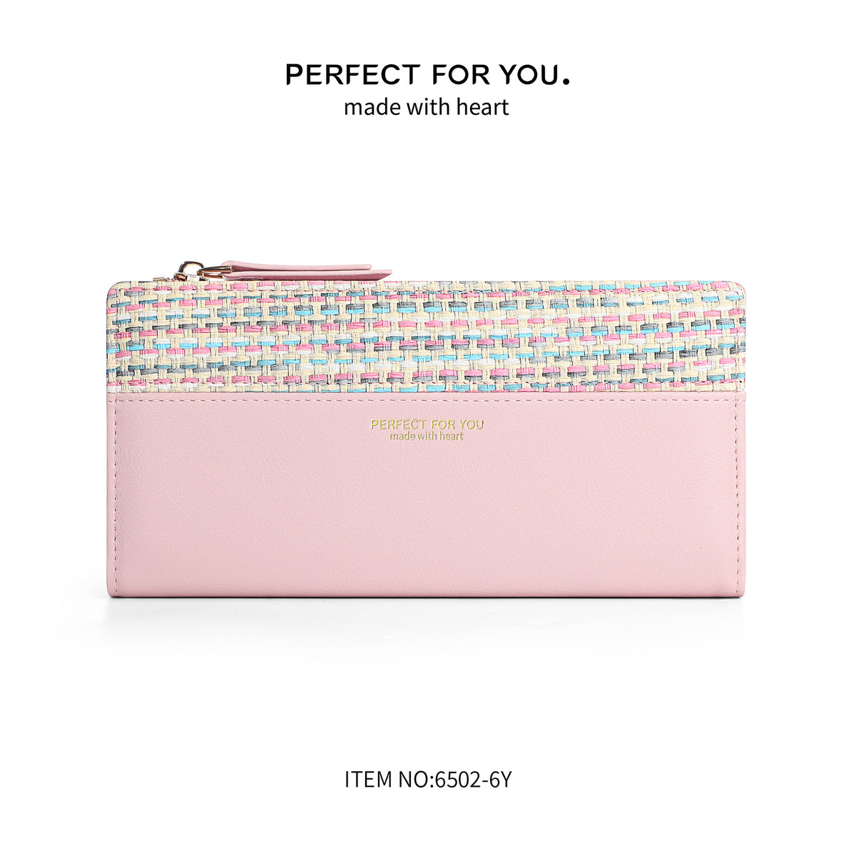 Women's Knitted Stitching Long Zipper Personality Mobile Multiple Slots Bags